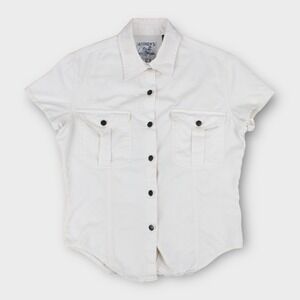 Vintage Andrews Blues Western‎ Shirt Women's Small White Button Up Cowboy Rodeo